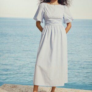 Summer Evenings Poplin Bowtie Dress Patterned Blue 100% cotton